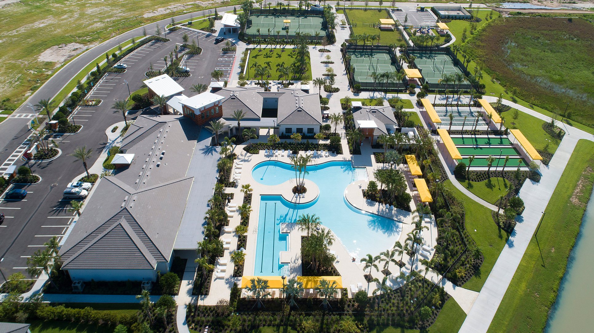 Aerial shot of recreational area in MetroPlaces community