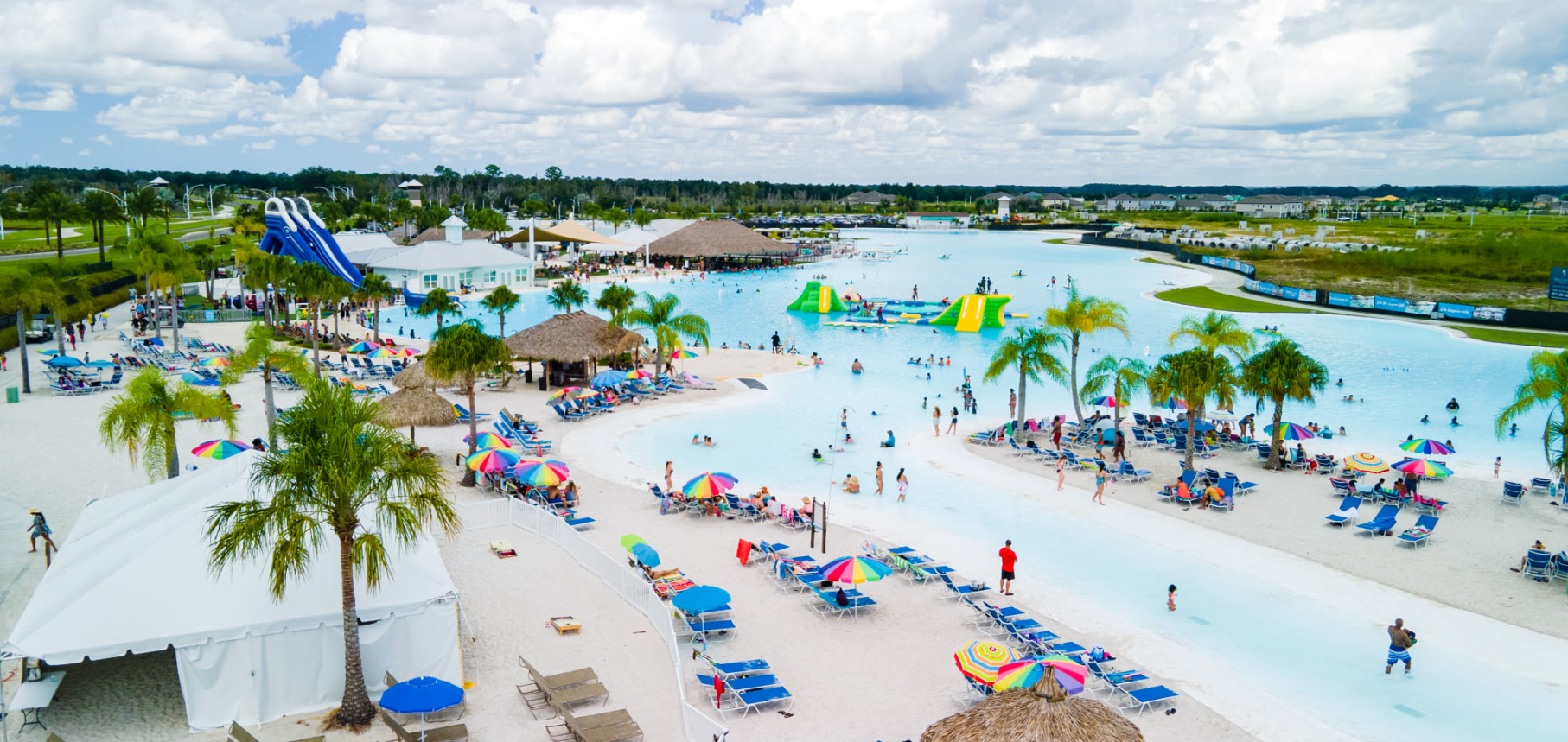 Aerial shot of the lagoon lounge area